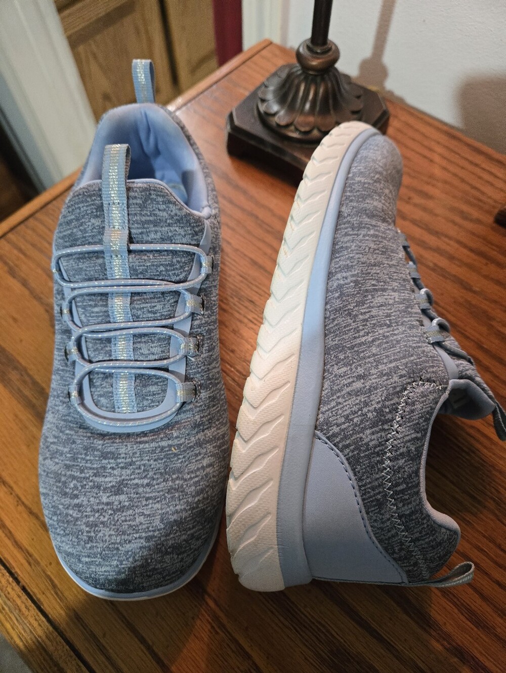 Athletic Works Light Blue Knit Slip-On Sneakers